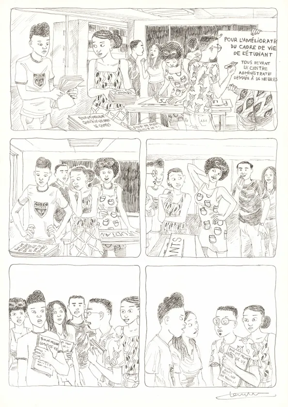 Black and white original page, Aya de Yopougon, Volume 7 (T.7), Clément Oubrerie