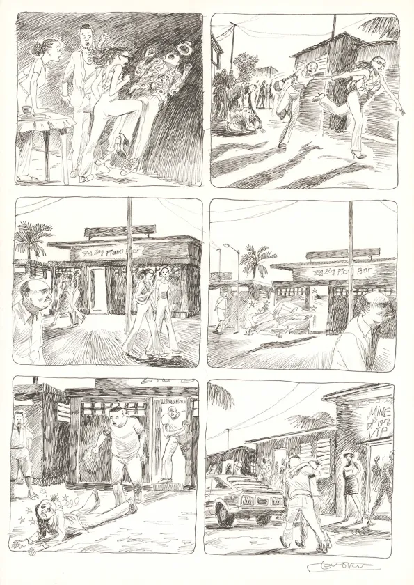 Black and white original page, Aya de Yopougon, Volume 7 (T.7), Clément Oubrerie