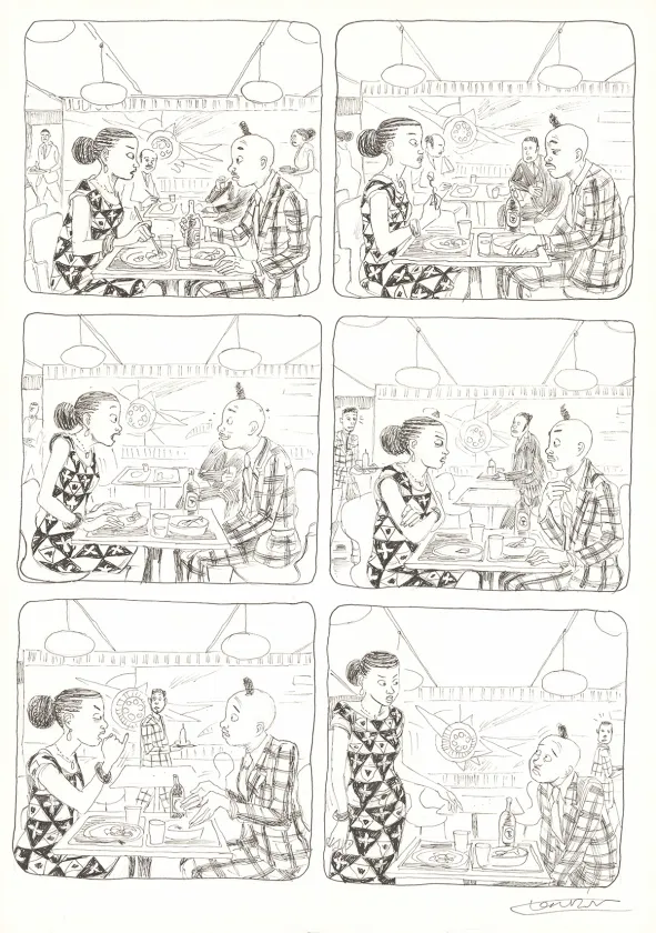 Planche noir et blanc, Aya de Yopougon, Volume 7 (T.7), Clément Oubrerie