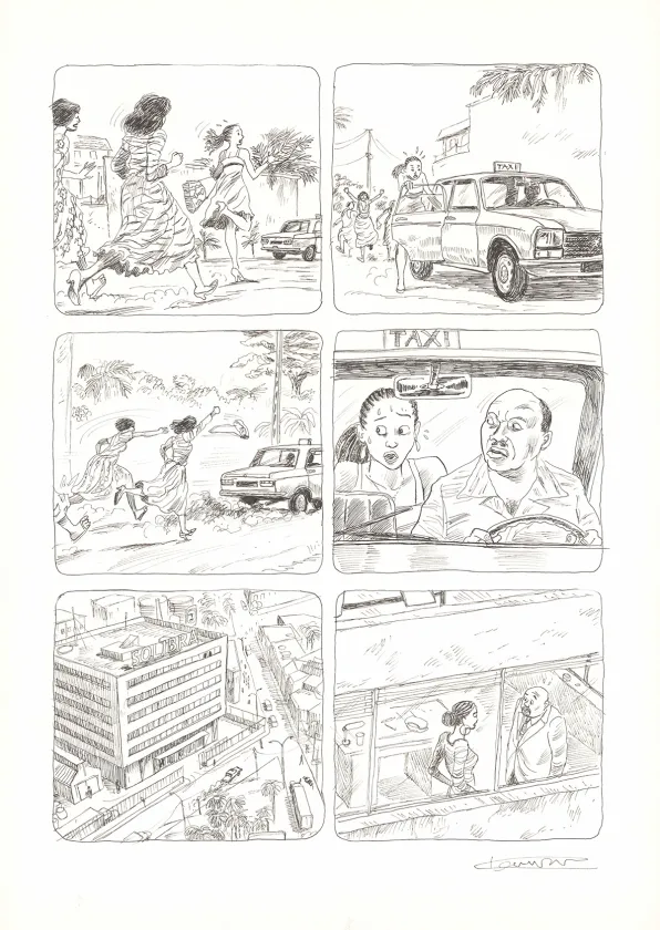 Black and white original page, Aya de Yopougon, Volume 7 (T.7), Clément Oubrerie