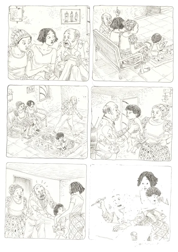Black and white original page, Aya de Yopougon, Volume 7 (T.7), Clément Oubrerie