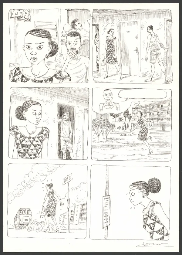 Black and white original page, Aya de Yopougon, Volume 7 (T.7), Clément Oubrerie