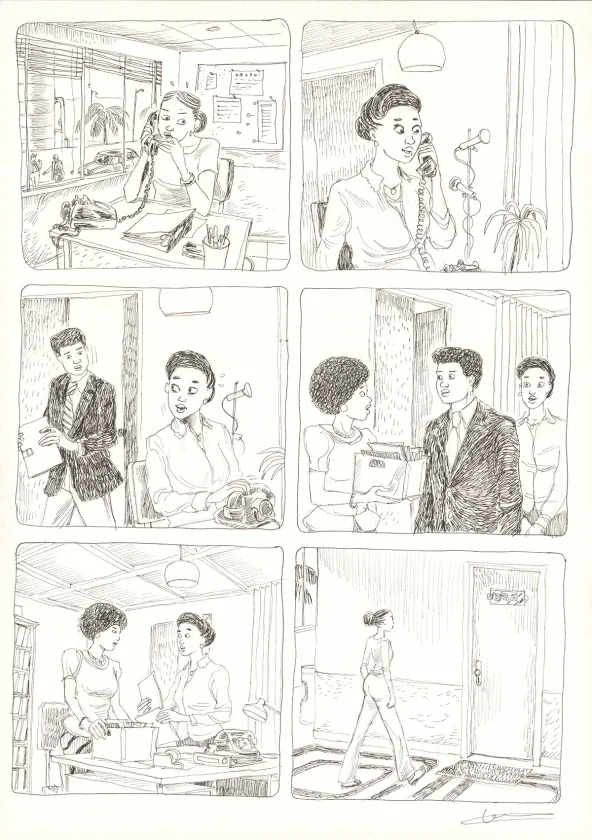 Planche noir et blanc, Aya de Yopougon, Volume 7 (T.7), Clément Oubrerie