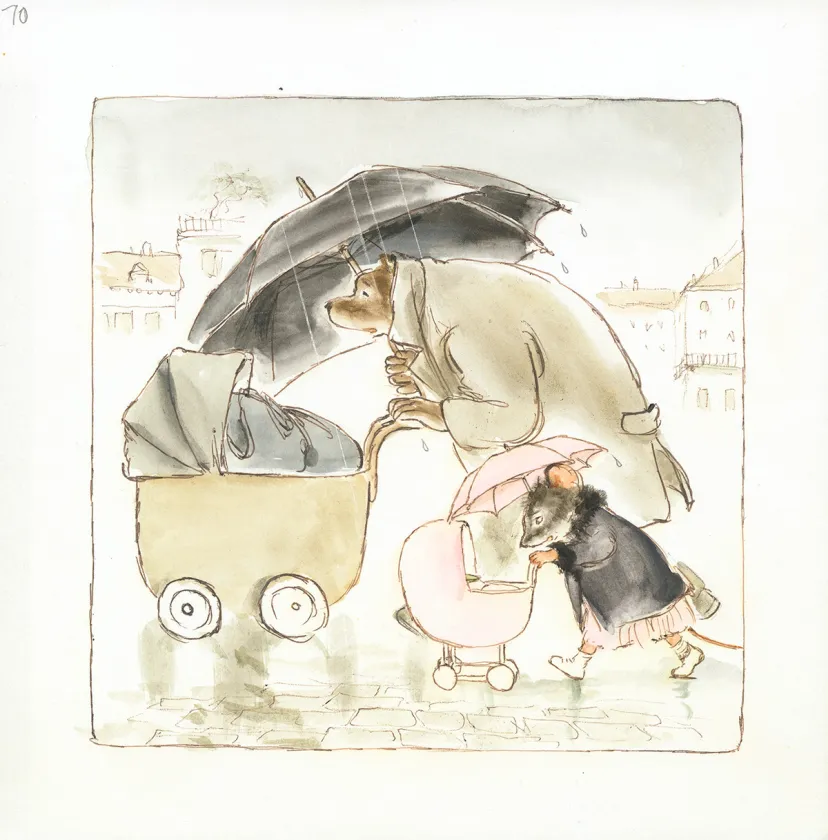 Colored illustration, Ernest et Célestine, Au jour le jour, Gabrielle Vincent