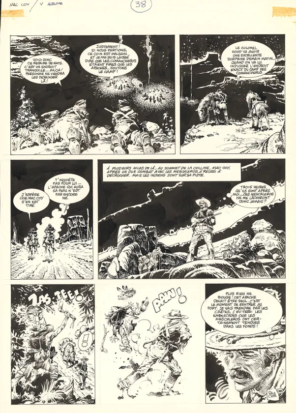 Black and white original page, Mac Coy, Wanted Mac Coy (T.5), Antonio Hernandez Palacios