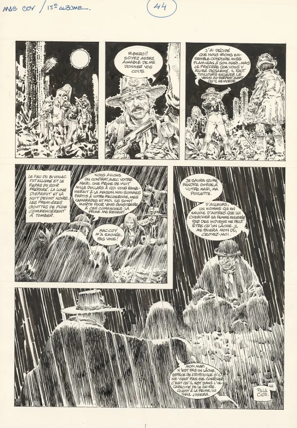 Planche noir et blanc, Mac Coy, Mescaleros Station (T.15), Antonio Hernandez Palacios