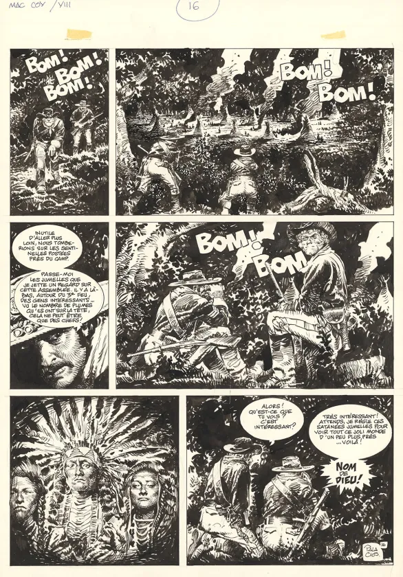Black and white original page, Mac Coy, Little Big Horn (T.8), Antonio Hernandez Palacios