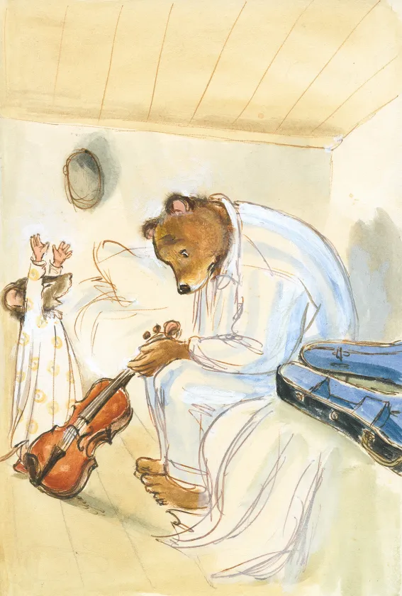Illustration couleur, Ernest et Célestine, Musiciens des rues, Gabrielle Vincent