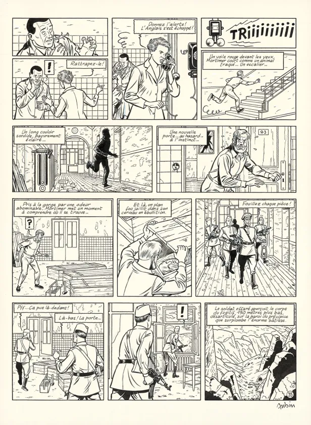Black and white original page, Blake et Mortimer, Huit heures à Berlin (T.29), Antoine Aubin