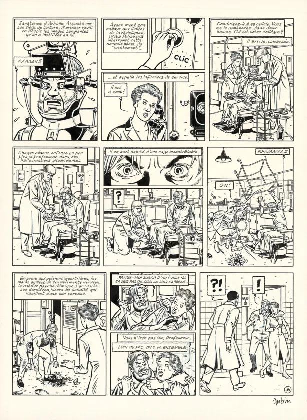Black and white original page, Blake et Mortimer, Huit heures à Berlin (T.29), Antoine Aubin