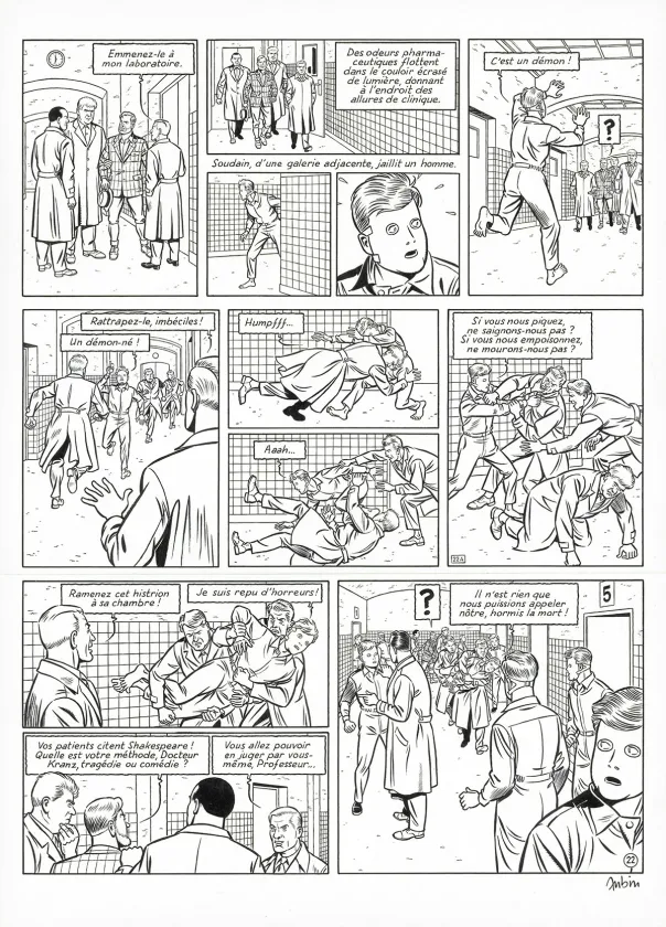 Black and white original page, Blake et Mortimer, Huit heures à Berlin (T.29), Antoine Aubin