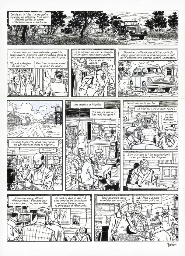 Planche noir et blanc, Blake et Mortimer, Huit heures à Berlin (T.29), Antoine Aubin