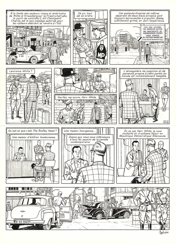 Black and white original page, Blake et Mortimer, Huit heures à Berlin (T.29), Antoine Aubin