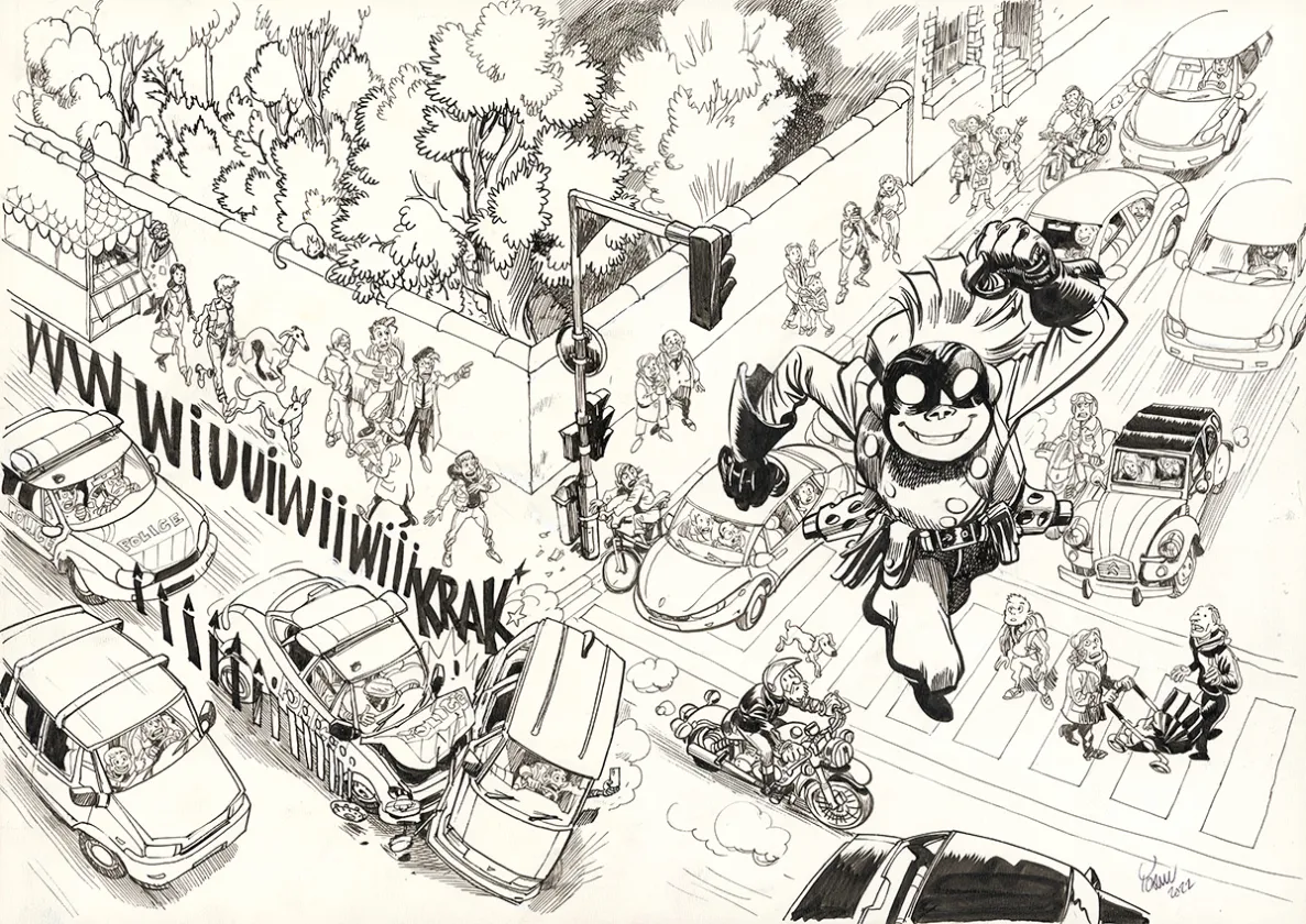 Illustration noir et blanc, SuperGroom,  Yoann