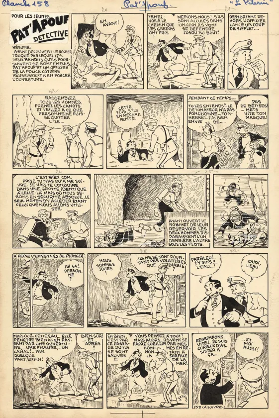 Planche noir et blanc, Pat'Apouf, Les Aventures de Pat'Apouf aux Antipodes,  Gervy