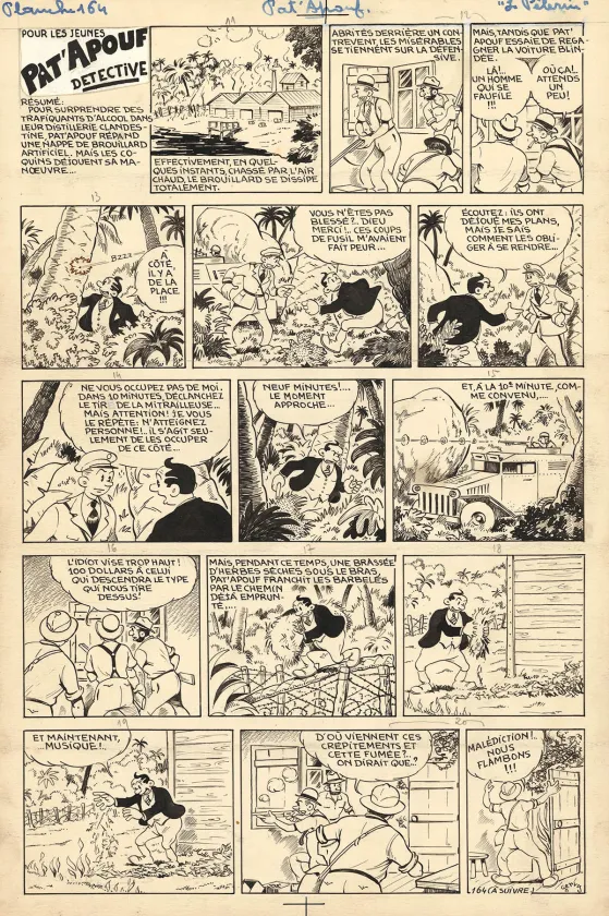 Black and white original page, Pat'Apouf, Les Aventures de Pat'Apouf aux Antipodes,  Gervy