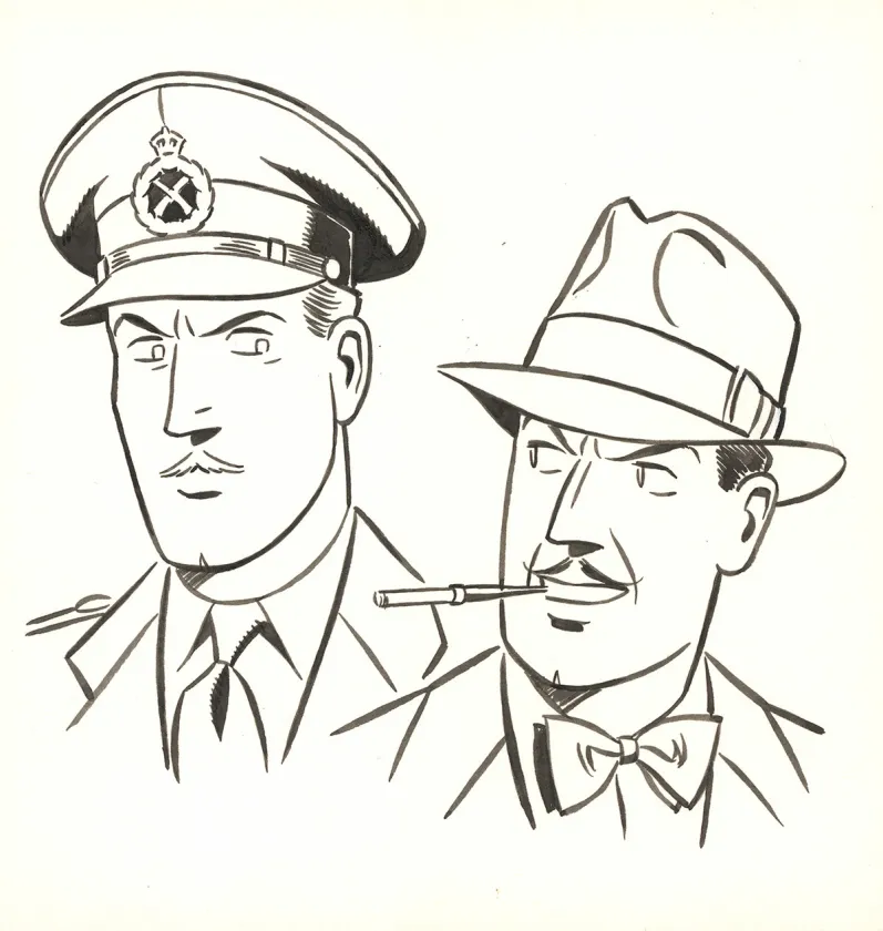 Illustration noir et blanc, Blake et Mortimer, Huit heures à Berlin (T.29), Antoine Aubin