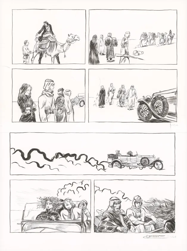 Planche noir et blanc, Renée Stone (Une aventure de), Le Trésor d'Assurbanipal (T.3), Clément Oubrerie