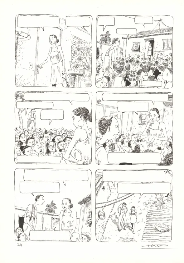 Planche noir et blanc, Aya de Yopougon, Volume 4 (T.4), Clément Oubrerie