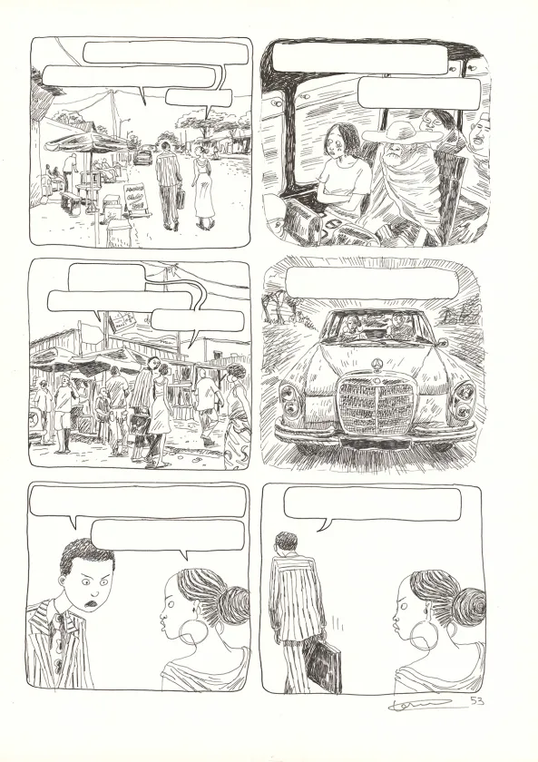 Planche noir et blanc, Aya de Yopougon, Volume 5 (T.5), Clément Oubrerie