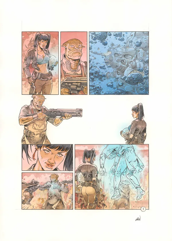 Colored original page, Space Relic Hunters,  Grun
