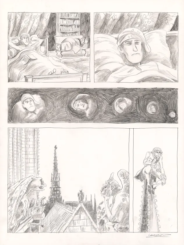 Black and white original page, Voltaire amoureux, Voltaire très amoureux (T.2), Clément Oubrerie