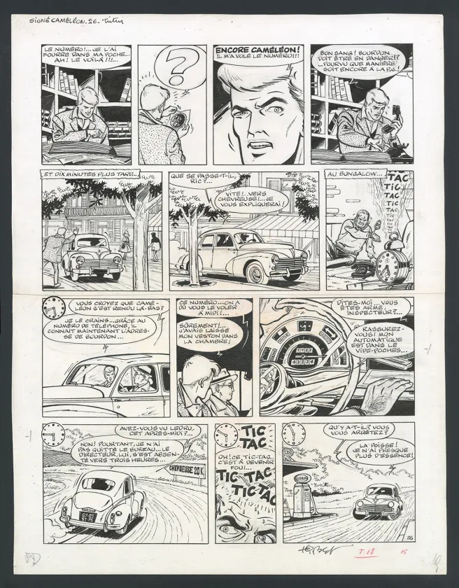 Black and white original page, Ric Hochet, Traquenard au Havre (T.1),  Tibet