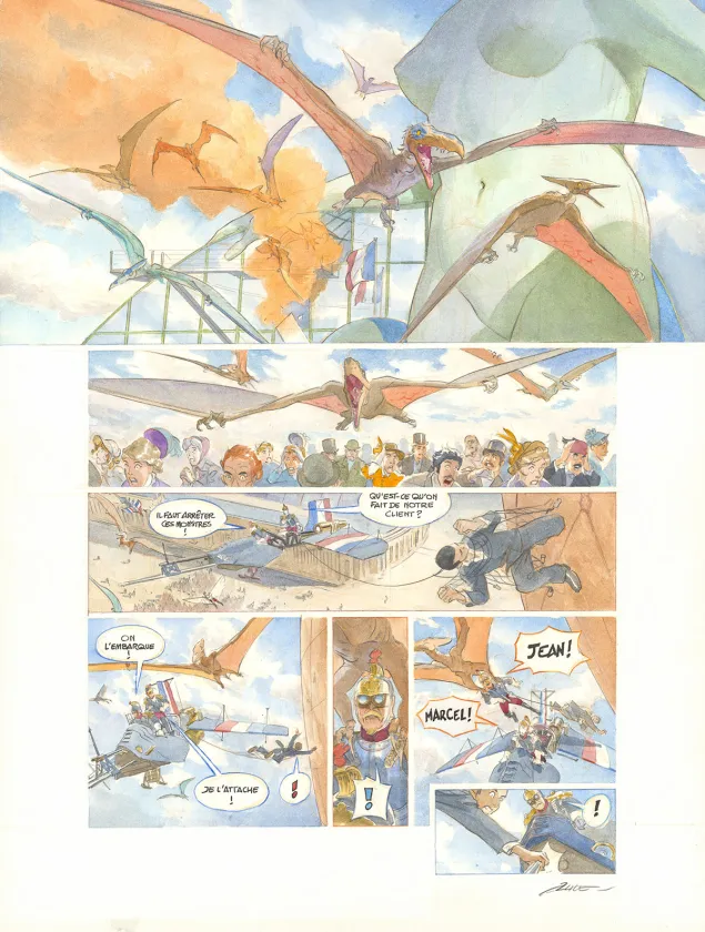 Colored original page, Le Château des étoiles, L'Exposition interplanétaire de 1875 (T.6), Alex Alice