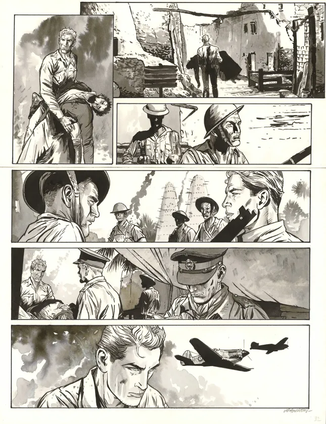 Black and white original page, Les Enfants du ciel, Bernard Vrancken