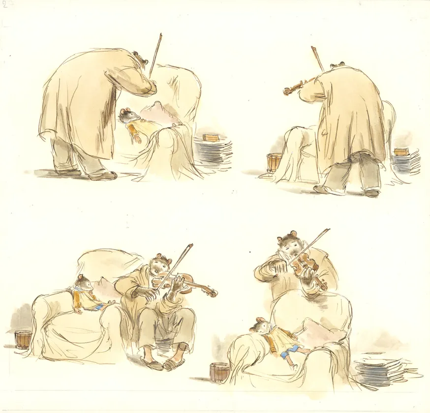 Colored illustration, Ernest et Célestine, Une chanson, Gabrielle Vincent