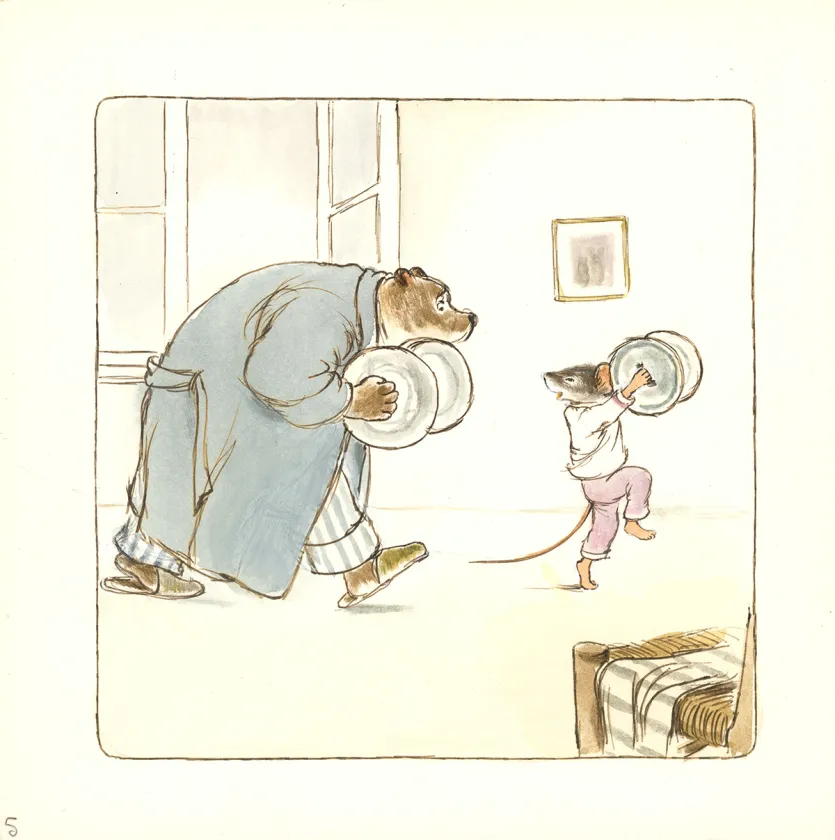 Colored illustration, Ernest et Célestine, Rataplan plan plan, Gabrielle Vincent