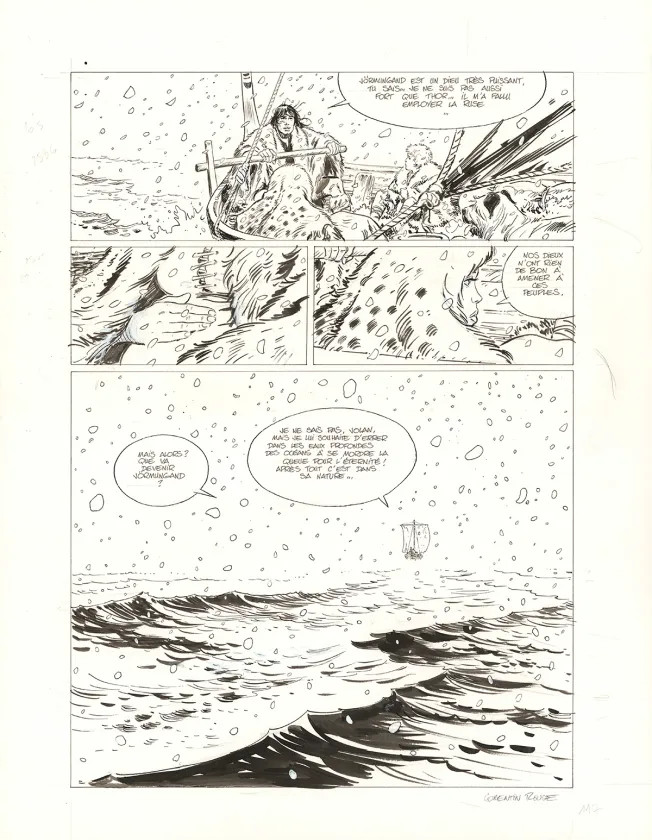 Black and white original page, Thorgal Saga, Wendigo (T.2), Corentin Rouge