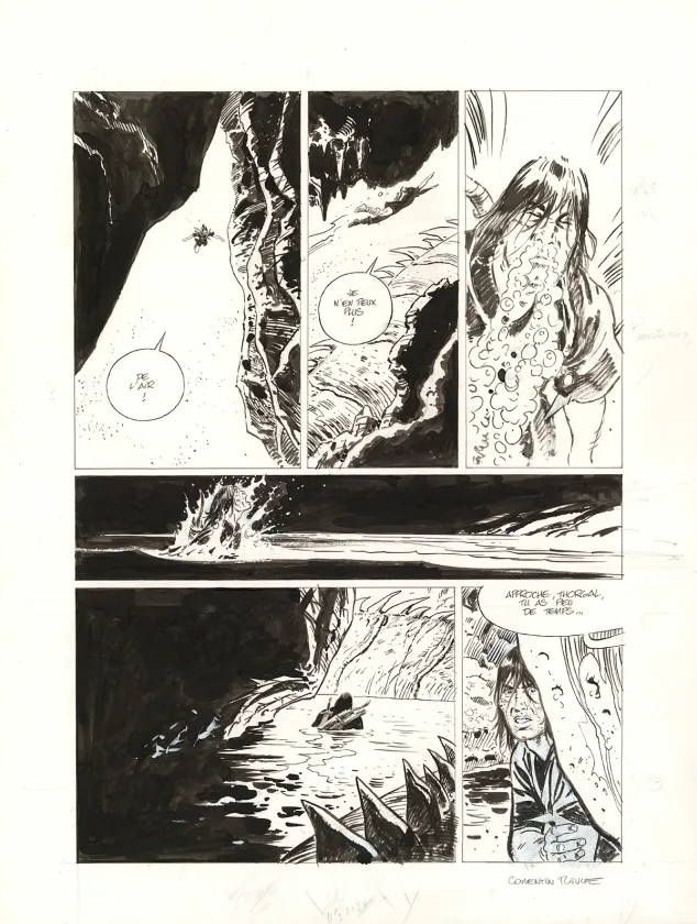 Planche noir et blanc, Thorgal Saga, Wendigo (T.2), Corentin Rouge