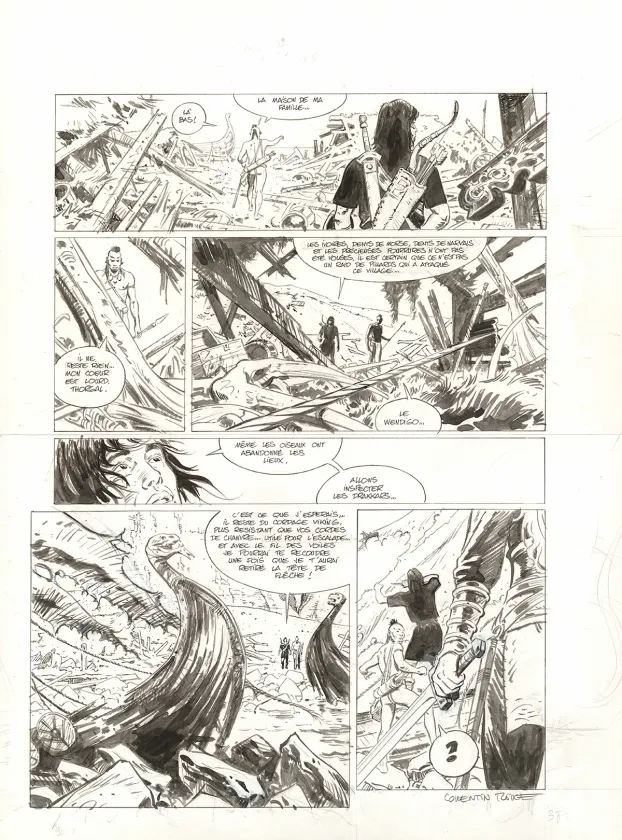 Planche noir et blanc, Thorgal Saga, Wendigo (T.2), Corentin Rouge