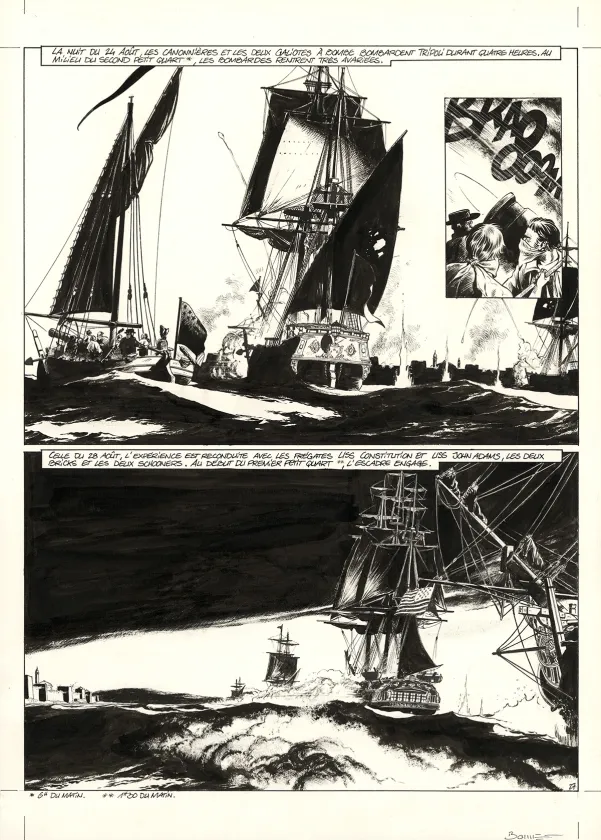 Black and white original page, USS Constitution, Livre III - À terre comme en mer, justice sera faite (T.3), Franck Bonnet