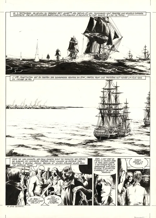 Black and white original page, USS Constitution, Livre III - À terre comme en mer, justice sera faite (T.3), Franck Bonnet