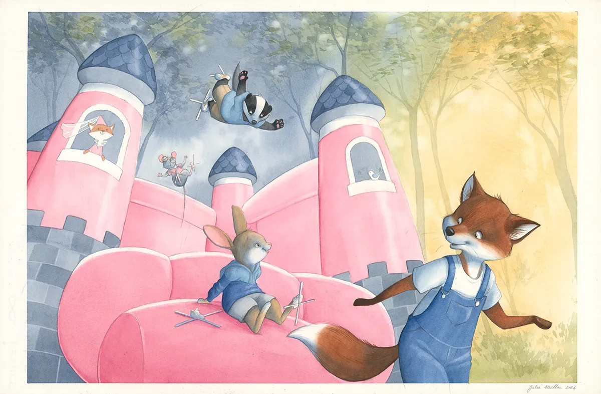Colored illustration, Les Géniales inventions de Léonard le renard, Méli-mélo de saison (T.1), Julie Mellan