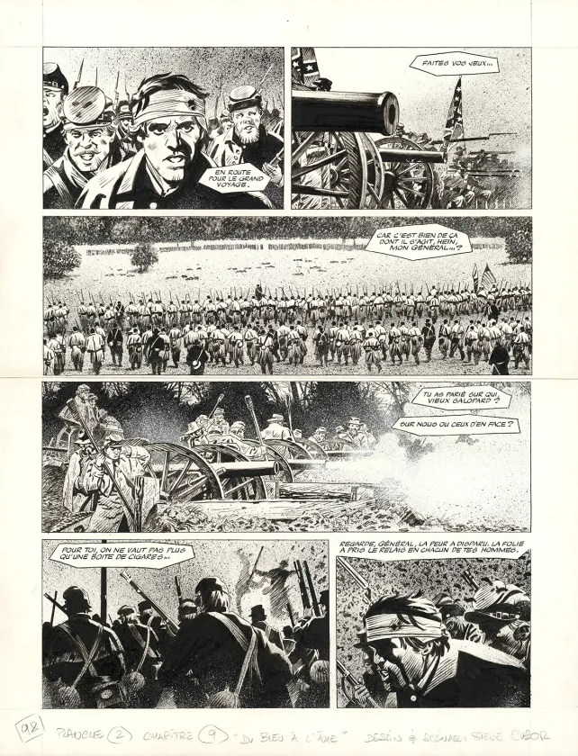 Planche noir et blanc, Le Combat d'Henry Fleming, Steve Cuzor