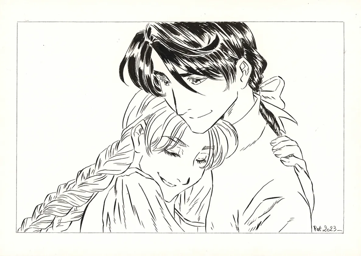 Illustration noir et blanc, La Rose écarlate , Patricia  Lyfoung 