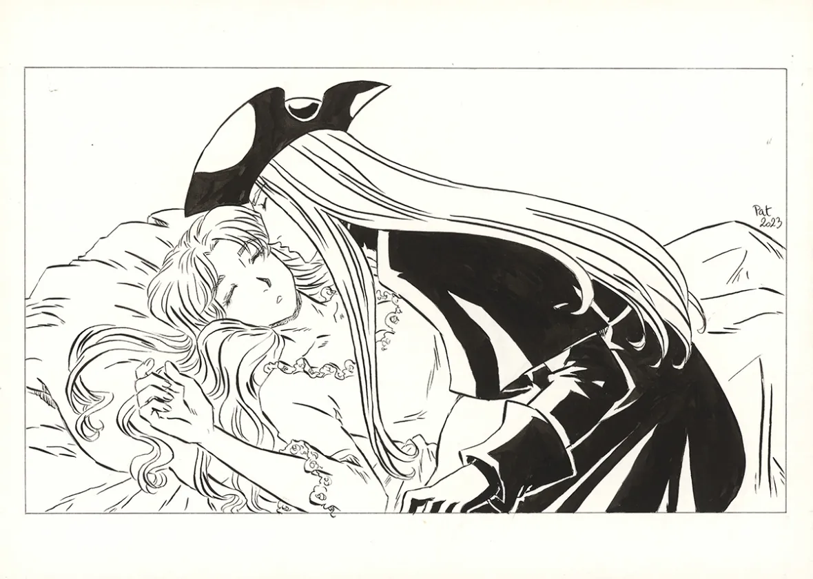 Illustration noir et blanc, La Rose écarlate , Patricia  Lyfoung 