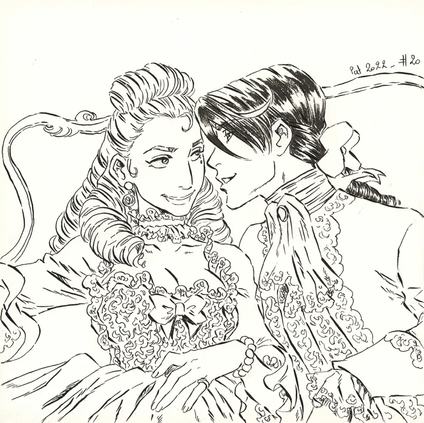 Black and white illustration, La Rose écarlate , Patricia  Lyfoung 