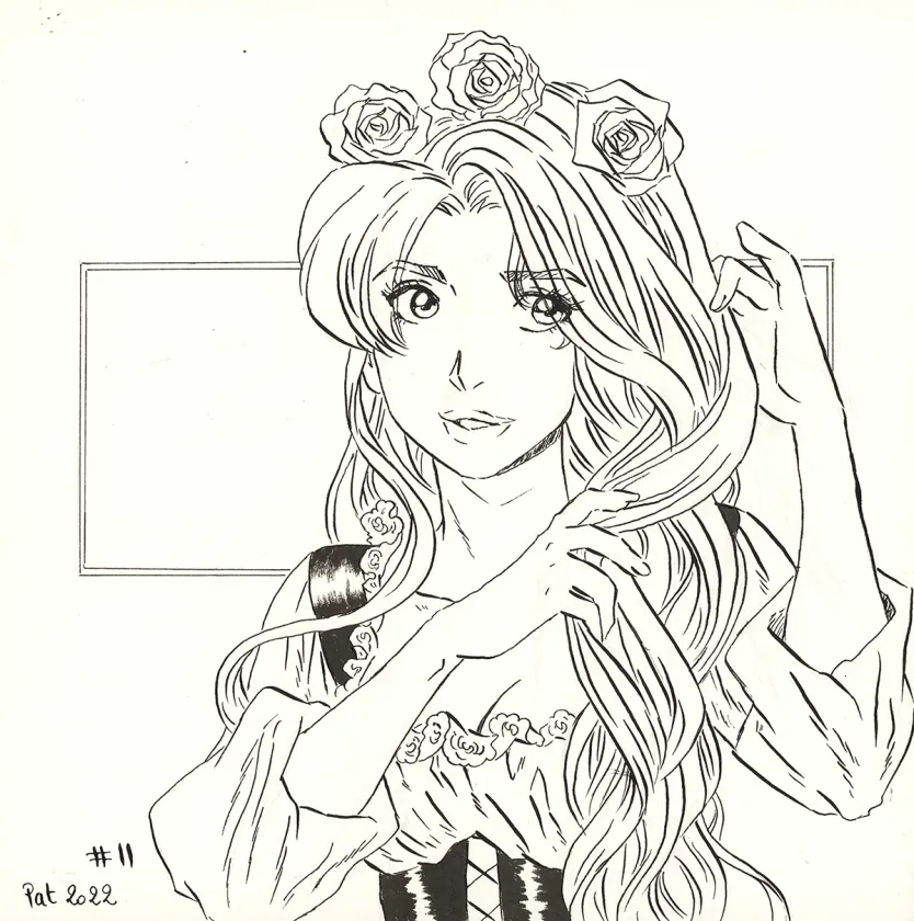 Illustration noir et blanc, La Rose écarlate , Patricia  Lyfoung 
