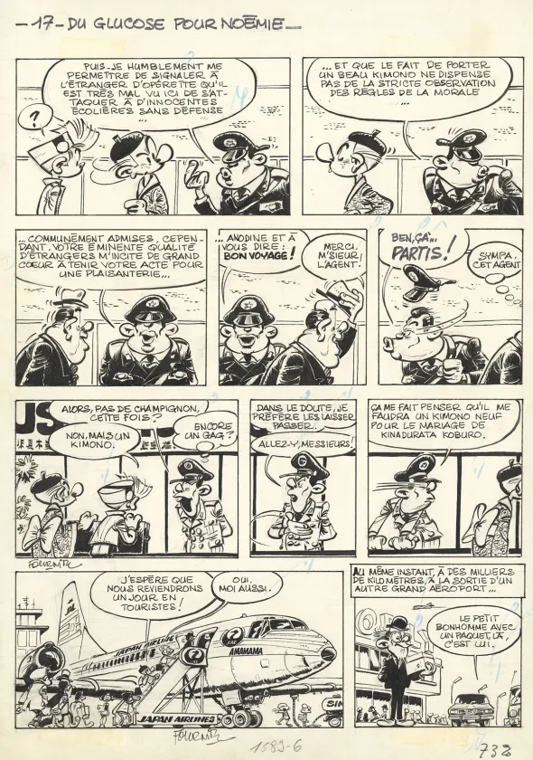 Planche noir et blanc, Spirou et Fantasio, Du Glucose pour Noémie (T.21), Jean-Claude Fournier