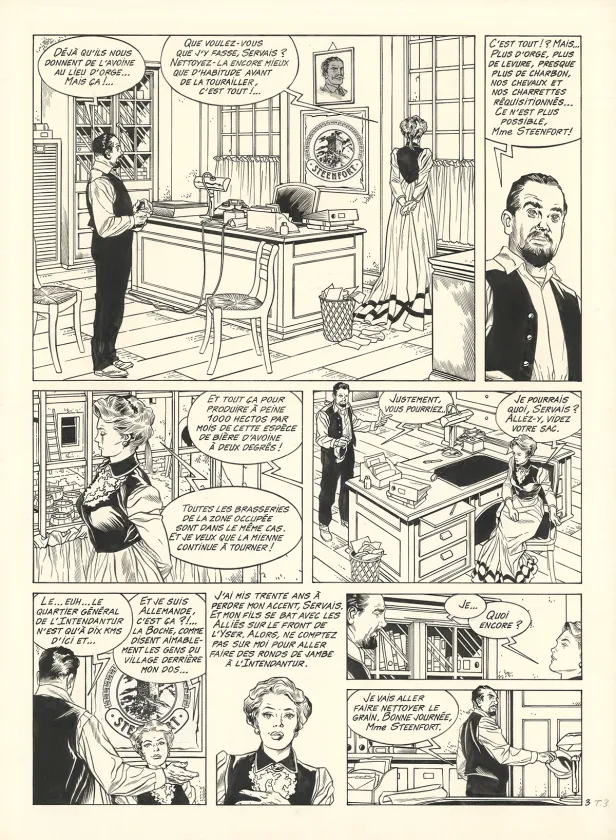 Black and white original page, Les Maîtres de l'orge, Adrien, 1917 (T.3), Francis Vallès