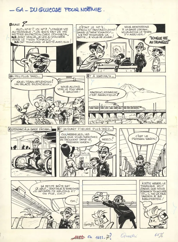 Planche noir et blanc, Spirou et Fantasio, Du Glucose pour Noémie (T.21), Jean-Claude Fournier