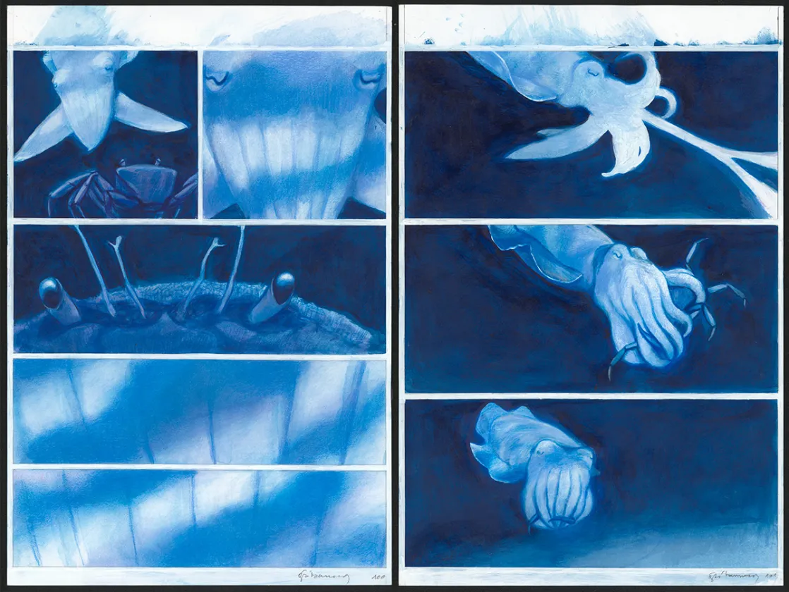 Colored original page, Octopolis, Gaétan Nocq