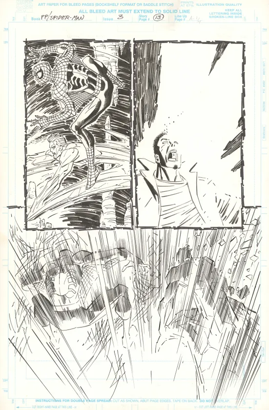 Black and white original page, Spiderman, John Romita Jr