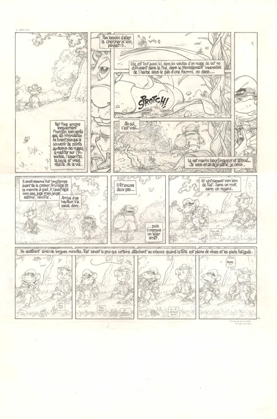 Planche noir et blanc, Le Vent dans les Sables , L'Invitation au voyage (T.1), Michel Plessix