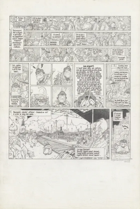 Planche noir et blanc, Le Vent dans les Saules , Auto, Crapaud, Blaireau (T.2), Michel Plessix