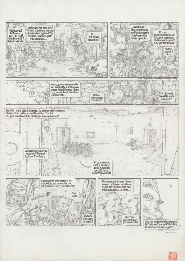 Black and white original page, Le Vent dans les Sables , Le Chant des dunes (T.4), Michel Plessix
